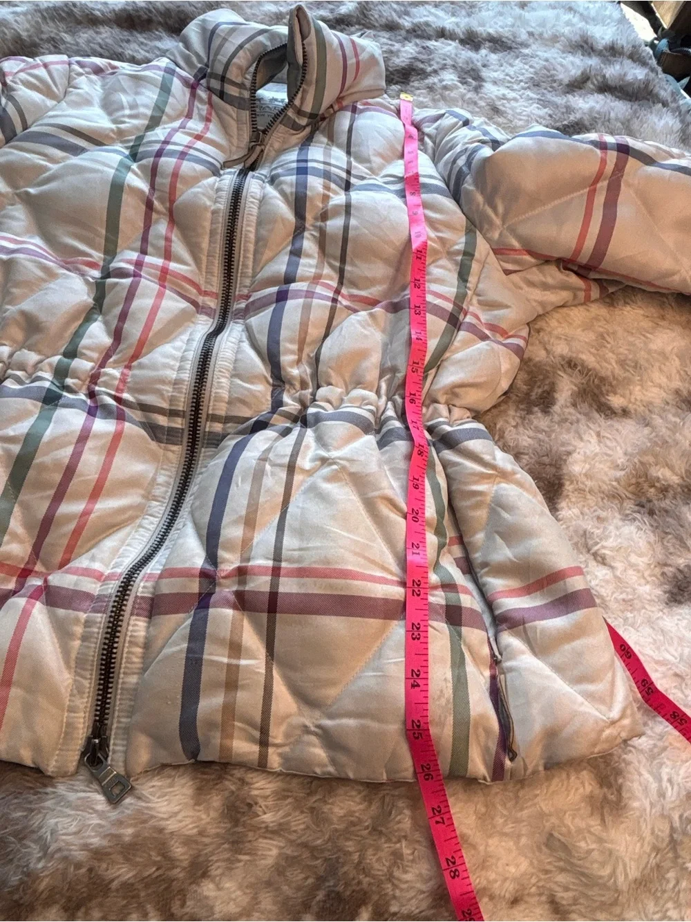 Rare Y2K Coach Legacy Tattersall Down multicolored plaid puffer coat